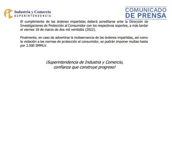 Comunicado de la Superintendencia de