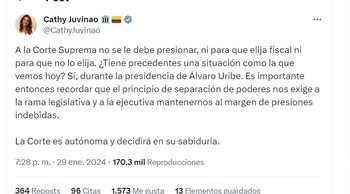 Catherine Juvinao pide que no