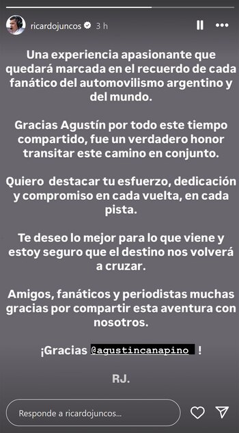 La carta de Ricardo Juncos