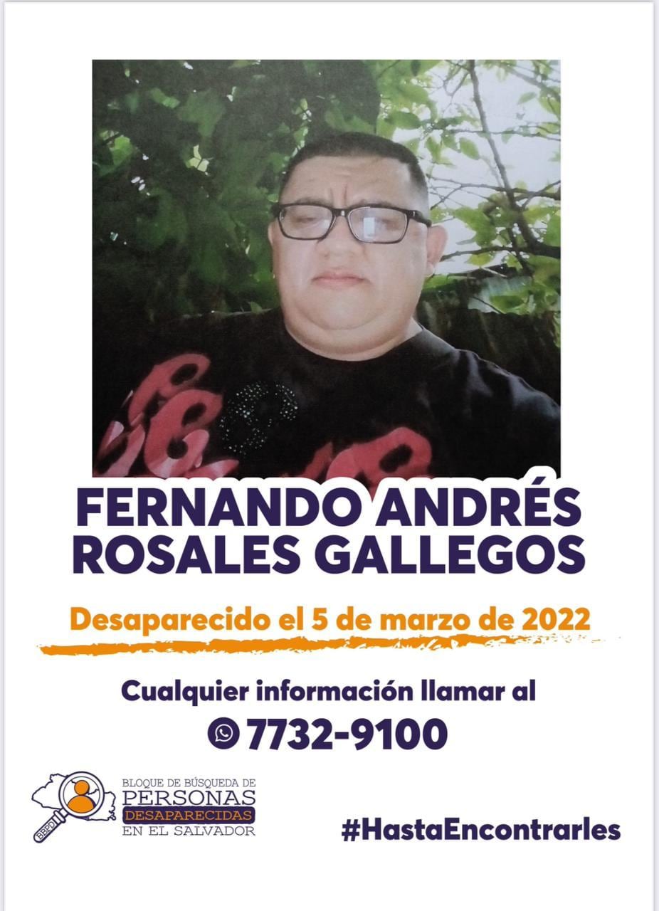 Fernando Andrés Rosales Gallegos permanece desaparecido desde el 5 de marzo de 2022 (Cortesía).