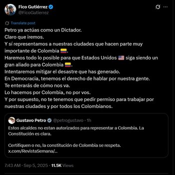 Respuesta de Federico Gutiérrez a