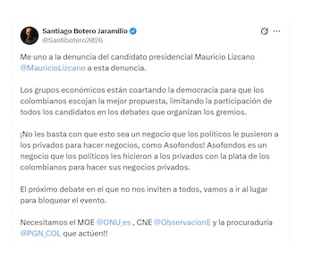 Santiago Botero y su apoyo a Mauricio Lizcano