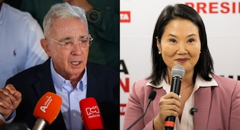 Álvaro Uribe se adelantó a felicitar a Keiko Fujimori a pesar de que no ha terminado el escrutinio oficial de las mesas de votación en Perú - crédito Reuters