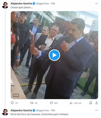 Nicolás Maduro le hizo publicidad a libro de Alejandro Gaviria - crédito @agaviriau/X