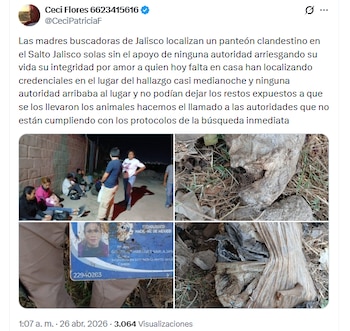 Procurando em Jalisco, as mães encontraram uma tumba escondida. (foto)