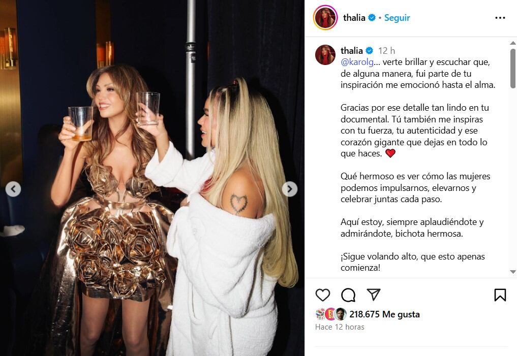 Las cantantes mostraron su admiración mutua y avivaron los rumores de una posible colaboración. (IG Thalía)