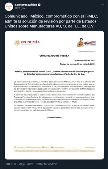 UV Manufacturing es una maquiladora