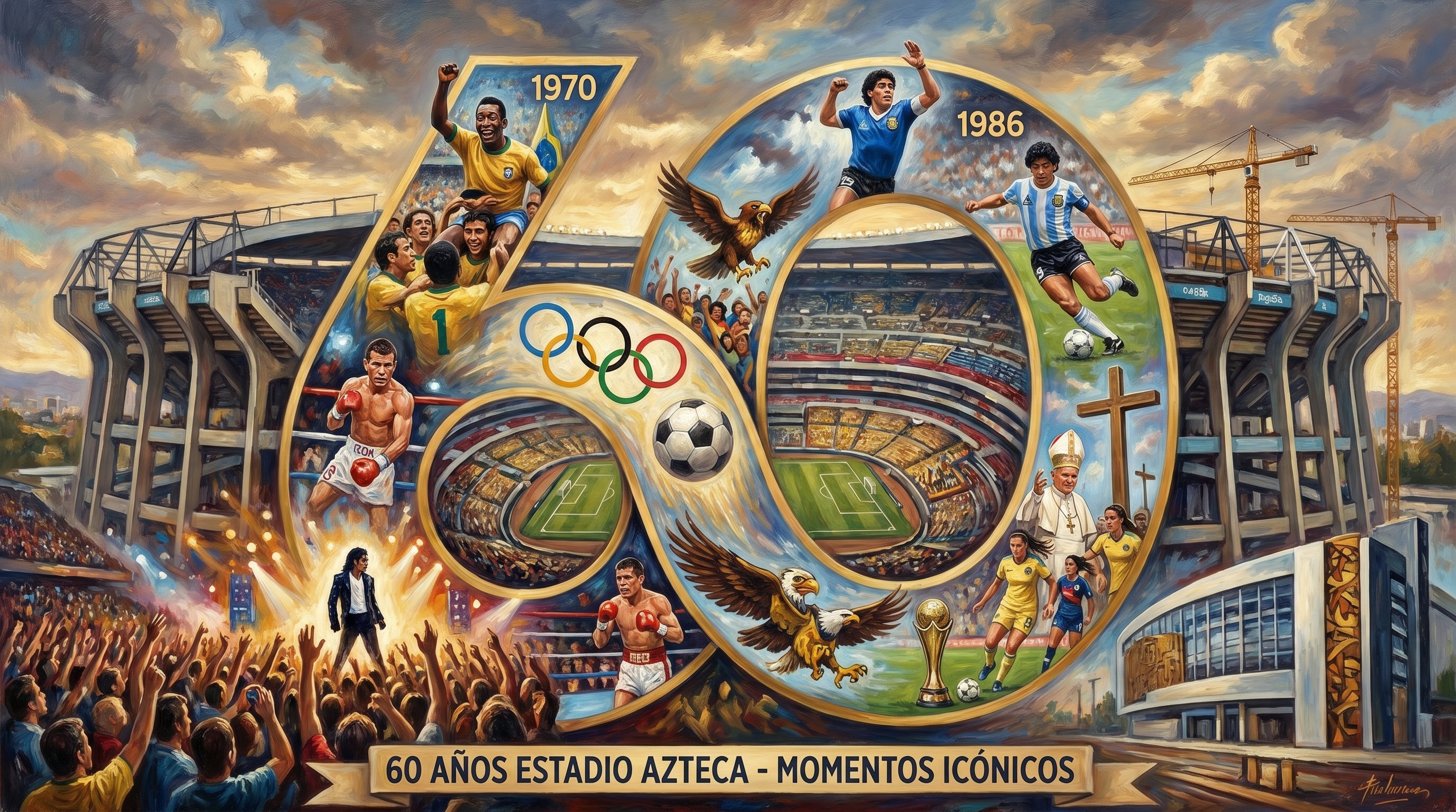 El emblemático estadio conmemora seis décadas como escenario de gestas inolvidables, modernizado y listo para recibir el Mundial 2026, consolidando su estatus como referente histórico y cultural mundial. (Composición Raúl A. González/Imagen Ilustrativa Infobae)