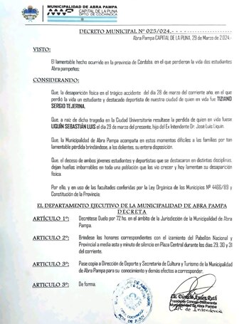 El comunicado del municipio Abra