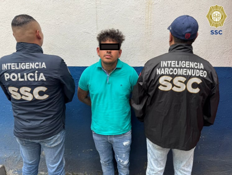 Hugo Alexis de la Unión Tepito fue capturado este 28 de agosto de 2026 en la Ciudad de México por extorsión y narcomenudeo Fotpo: SSC CDMX