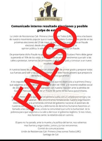 Falso comunicado que convocaba a