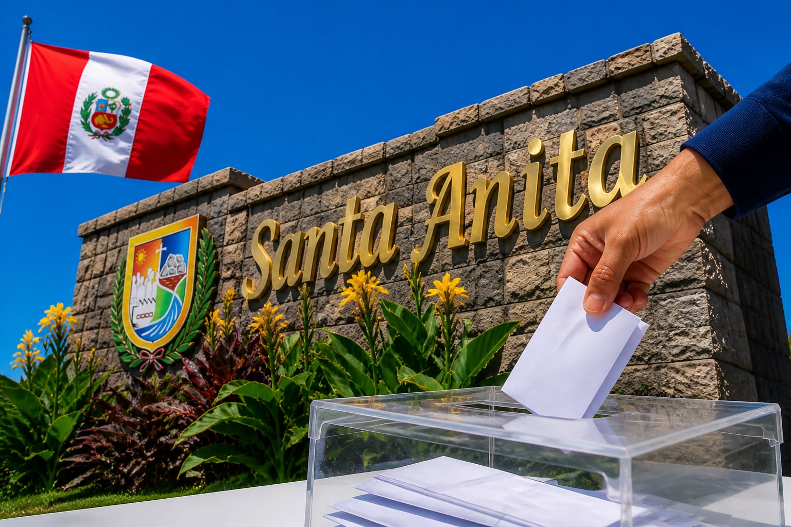 Una persona deposita su voto en una urna transparente durante una jornada electoral en el distrito de Santa Anita, en Perú. (Imagen Ilustrativa Infobae)