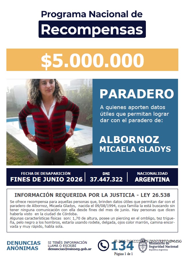 El Ministerio de Seguridad emitió una resolución debido a las dificultades para encontrar a la mujer de 32 años