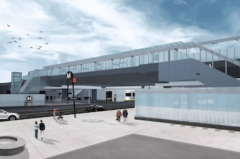 La estación Van Nuys de la línea G avanza en su modernización en Los Ángeles, con el montaje de la rampa elevada como nuevo hito visible (LA METRO)