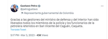 El presidente hizo el anuncio en su cuenta de Twitter. Twitter.