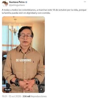 Gustavo Petro alertó por el salario mínimo y llamó a movilizaciones en toda Colombia - crédito @petrogustavo/X
