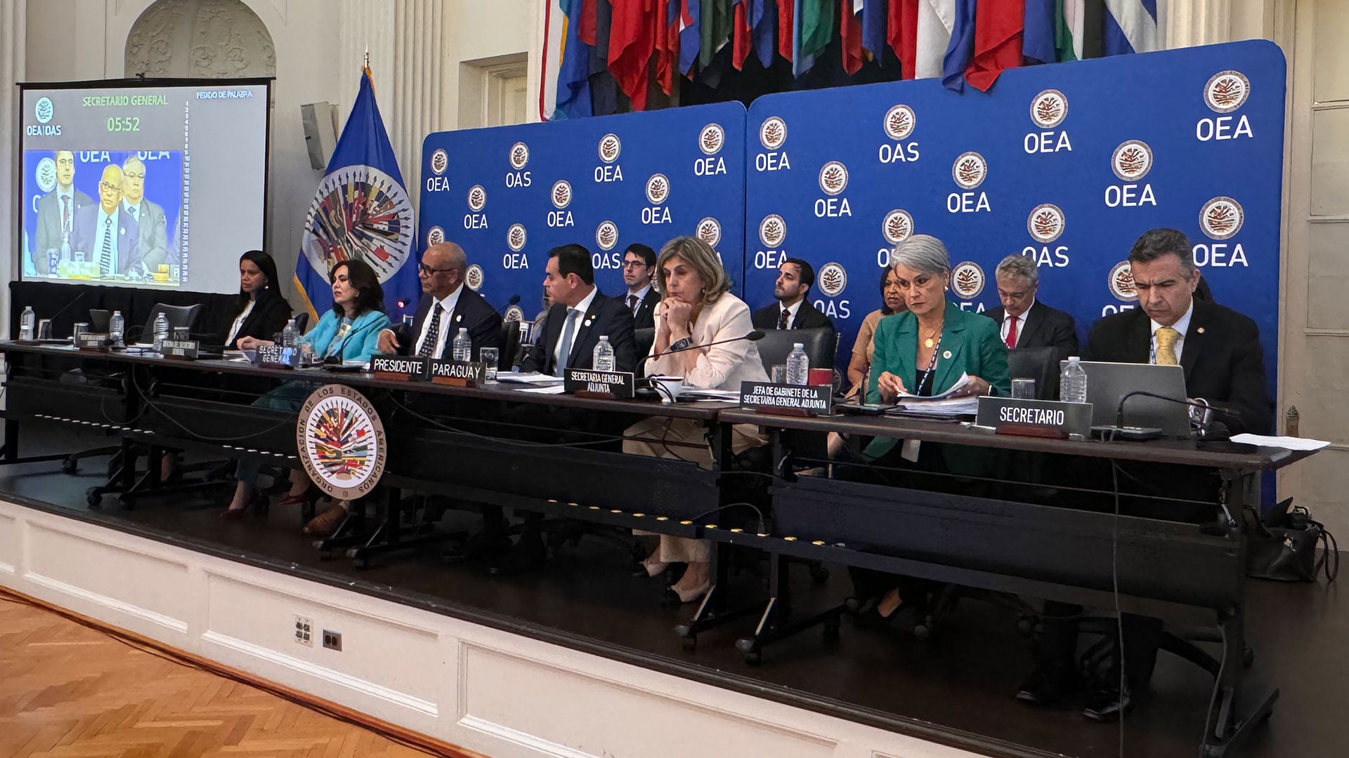La Cumbre de Cancilleres para tratar la situación en Nicaragua fue presidida por Rubén Ramírez, ministro de Relaciones Exteriores del Paraguay, (Washington, Estados Unidos)