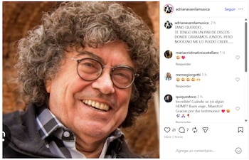 Adriana Varela compartió una fotografía del músico sonriente en sus redes sociales y reconoció la experiencia personal de haber grabado junto al autor de "Mi viejo"