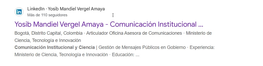Perfil de asesor del Ministerio de Ciencia desapareció de LinkedIn - Web