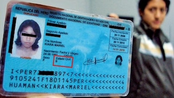 DNI peruano que muestra el estado civil de una persona.