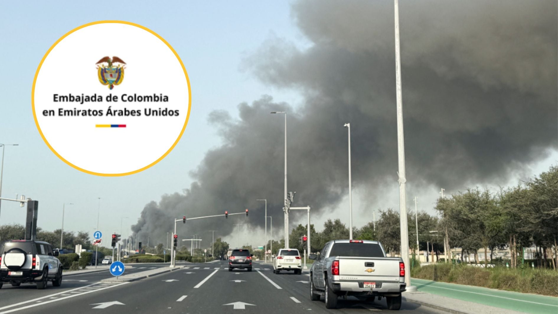 Los ataques se registraron el sábado 28 de febrero de 2026 - créditos Abdelhadi Ramahi/Reuters | @embajadacolombia_eau/IG