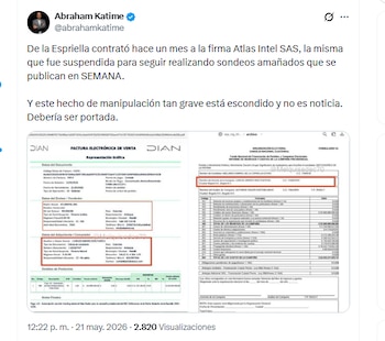 El abogado Abraham Katime aseguró que la contratación de la encuestadora AtlasIntel por parte de la campaña De la Espriella sería un hecho de "manipulación" - crédito @abrahamkatime/X