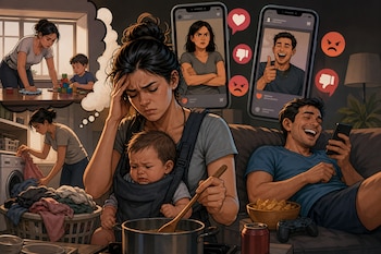 Personas alrededor del mundo han iniciado una nueva serie de videos en donde se quejan por no recibir la atención de sus esposas tras la llegada de los hijos.