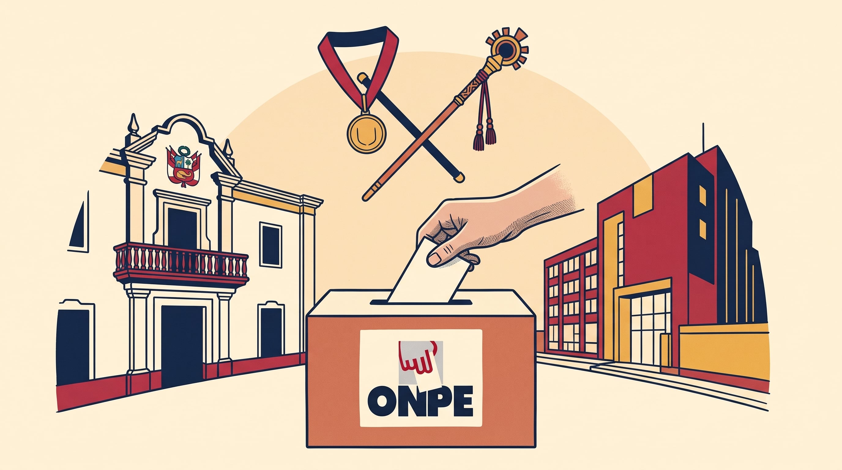 Un voto depositado en una urna de la ONPE representa la elección de autoridades municipales y regionales en Perú. (Imagen Ilustrativa Infobae)