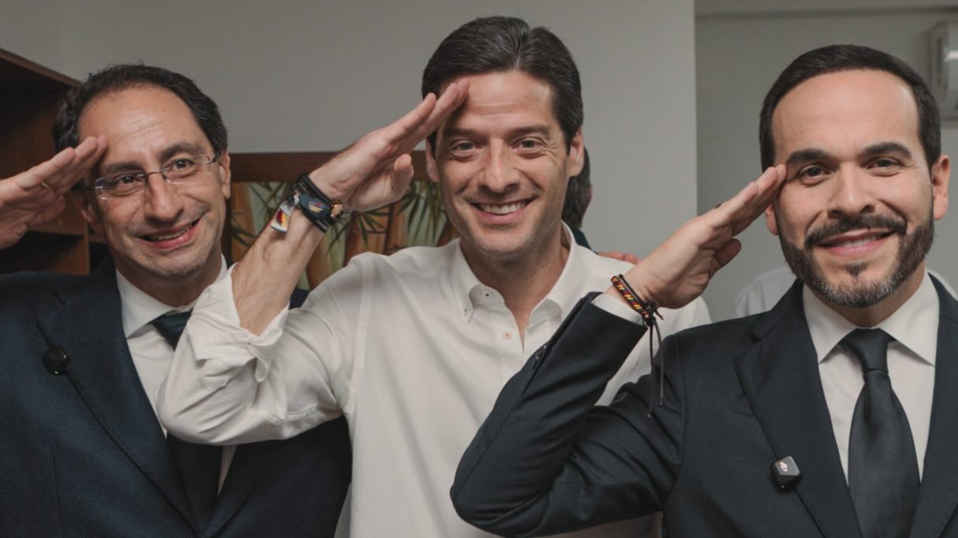 Mauricio Gómez Amín será el ministro de Comercio de la Patria Milagro de Abelardo de la Espriella y el vicepresidente José Manuel Restrepo - crédito @mauriciogomezco/Instagram