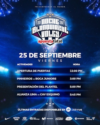 Programación de la primera jornada de la Noche Blanquiazul 2026