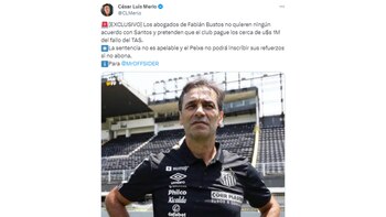César Luis Merlo informó implacable postura de Fabián Bustos en disputa con Santos.