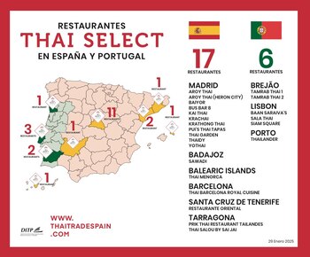 Mapa de los restaurantes Thai Select en España y Portugal
