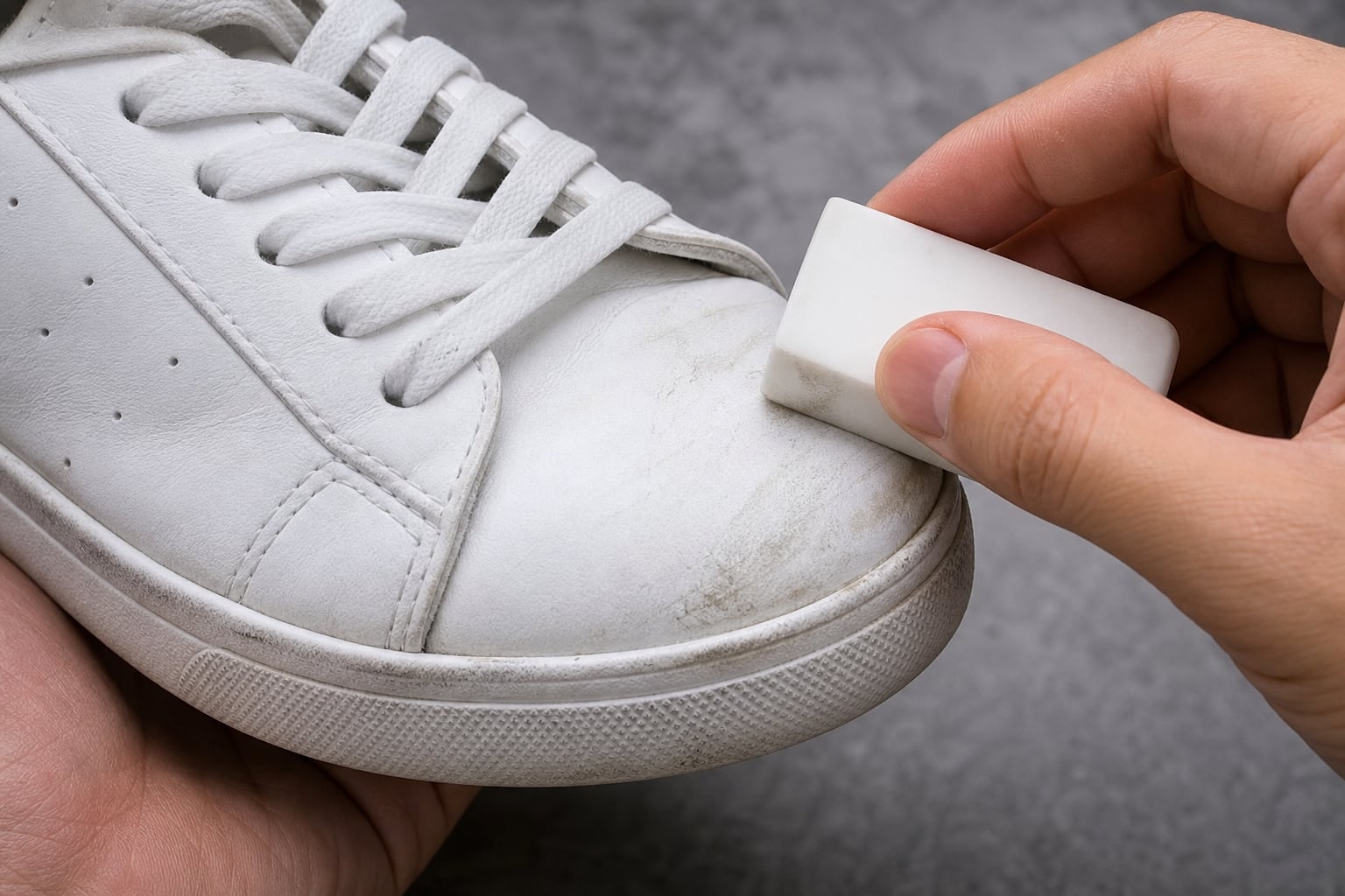 Una persona utiliza una goma de borrar blanca para eliminar la suciedad. (Imagen Ilustrativa Infobae)