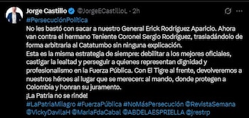 Veterano del Ejército Nacional dio a conocer el traslado del teniente coronel Sergio Rodríguez al Catatumbo y cuestionó la decisión, - crédito Jorge Castillo/X