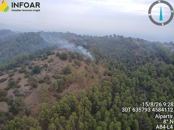 Incendio forestal en la Sierra de Algairén.