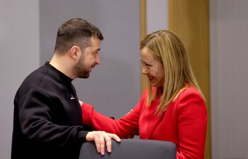 Meloni y Zelensky durante la