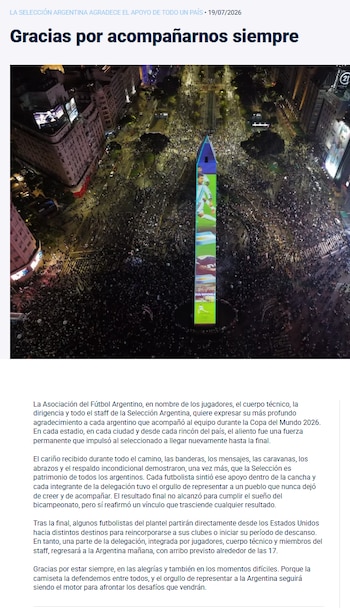El comunicado de la AFA