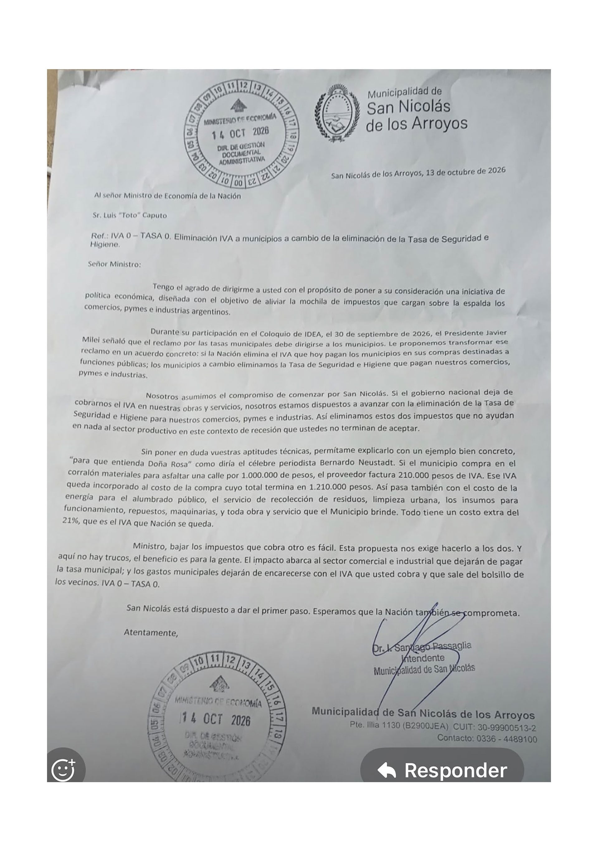 El planteo formal surgió tras las declaraciones de Javier Milei en el Coloquio de IDEA y se envió mediante una carta al ministro Luis Caputo.