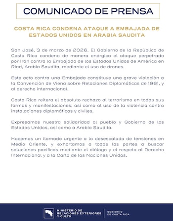 Mensaje publicado por el gobierno