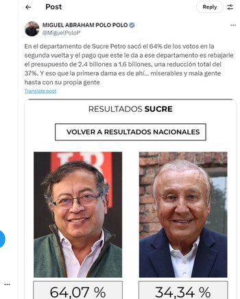 Miguel Polo Polo cuestionó reducción