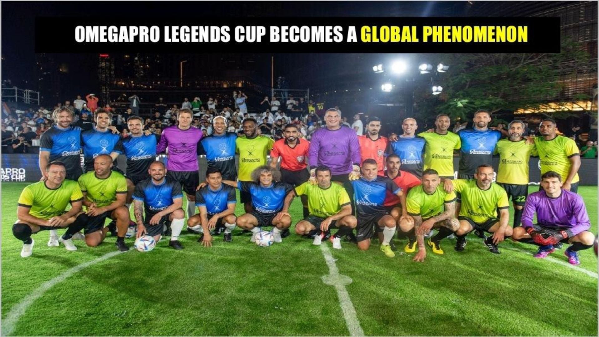 Varios exfutbolistas de élite en un evento con OmegaPro. (X/OmegaProOfficial)