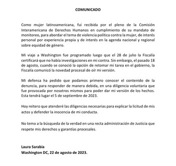 Con este comunicado en su