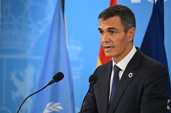 23/09/2026 El presidente del Gobierno, Pedro Sánchez, comparece ante los medios de comunicación, en la sede de la Representación Permanente de España ante Naciones Unidas, a 23 de septiembre de 2026, en Nueva York (Estados Unidos). Sánchez se encuentra en Nueva York con el objetivo de participar en la Asamblea General de Naciones Unidas que se celebra estos días en la ciudad estadounidense.
POLITICA
Pool Moncloa/Borja Puig de la Bellacasa
