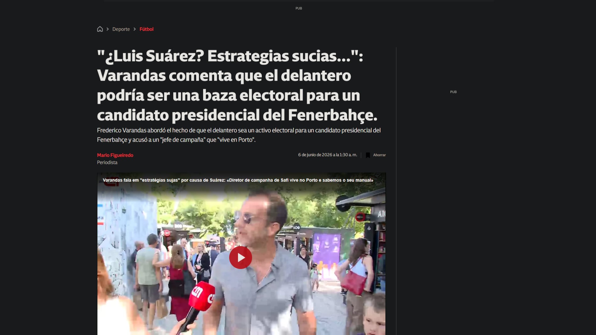 El directivo del Sporting de Lisboa se refirió a lo ocurrido con los rumores de Luis Javier Suárez-crédito Correio da Manhã