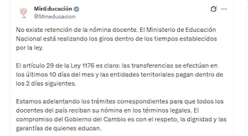 El Ministerio de Educación aseguró