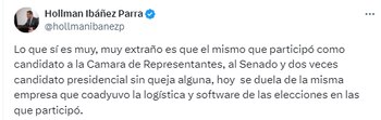 Critican a Petro por afirmaciones contra el sistema electoral colombiano - crédito @hollmanibanezp/X