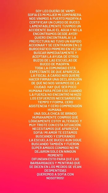 Leo, pareja de Sofía, denuncia