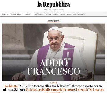 La portada de La Repubblica