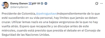 El embajador de Israel ante la ONU, Danny Danon, rechazó el uso de una expresión asociada al nazismo y pidió una rectificación. - crédito @dannydanon/X