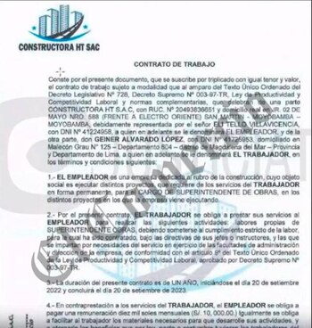 contrato de Geiner Alvaro con